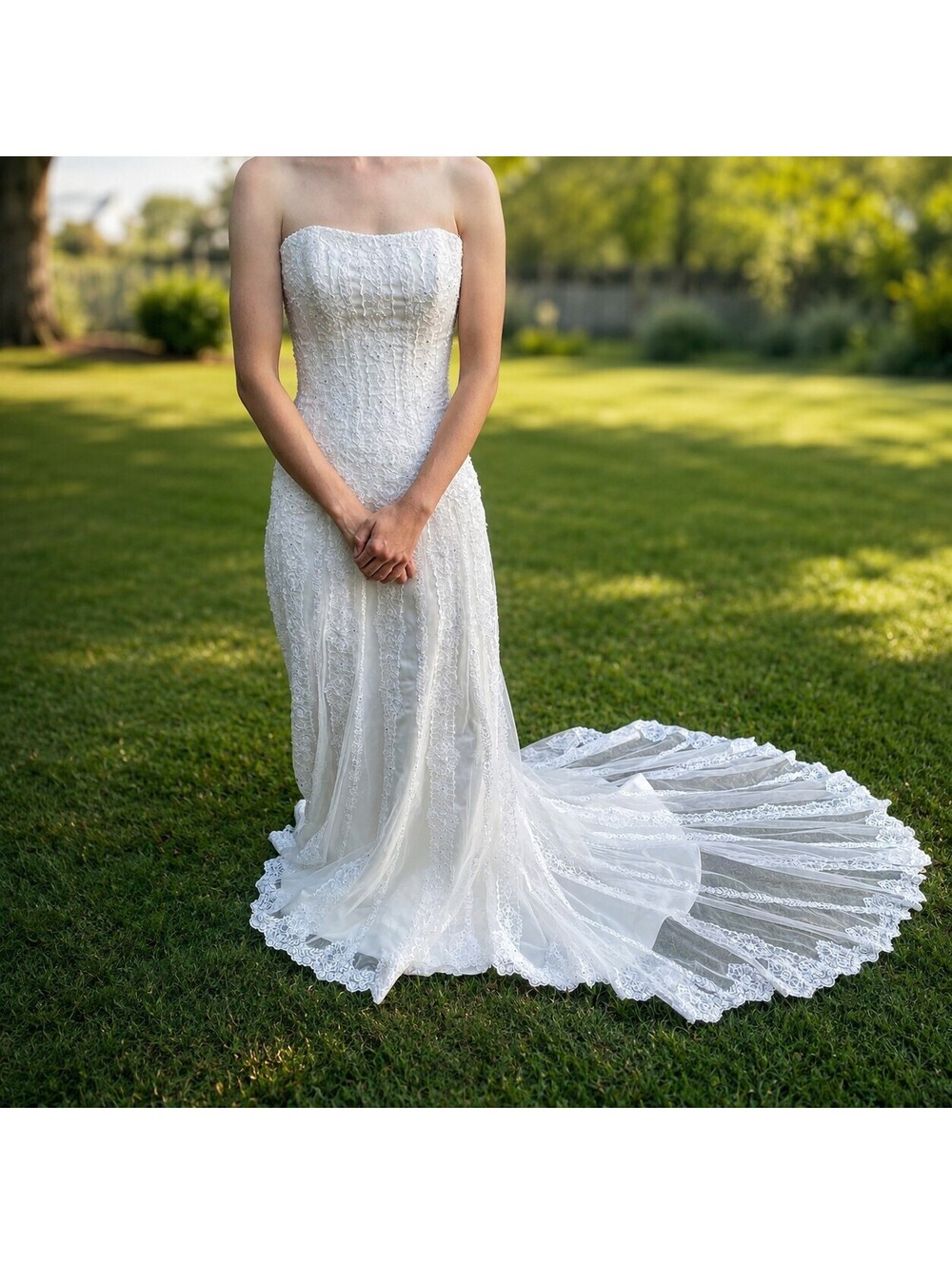 Maggie Sottero Strapless Lace Mermaid Wedding Dress - Size 2